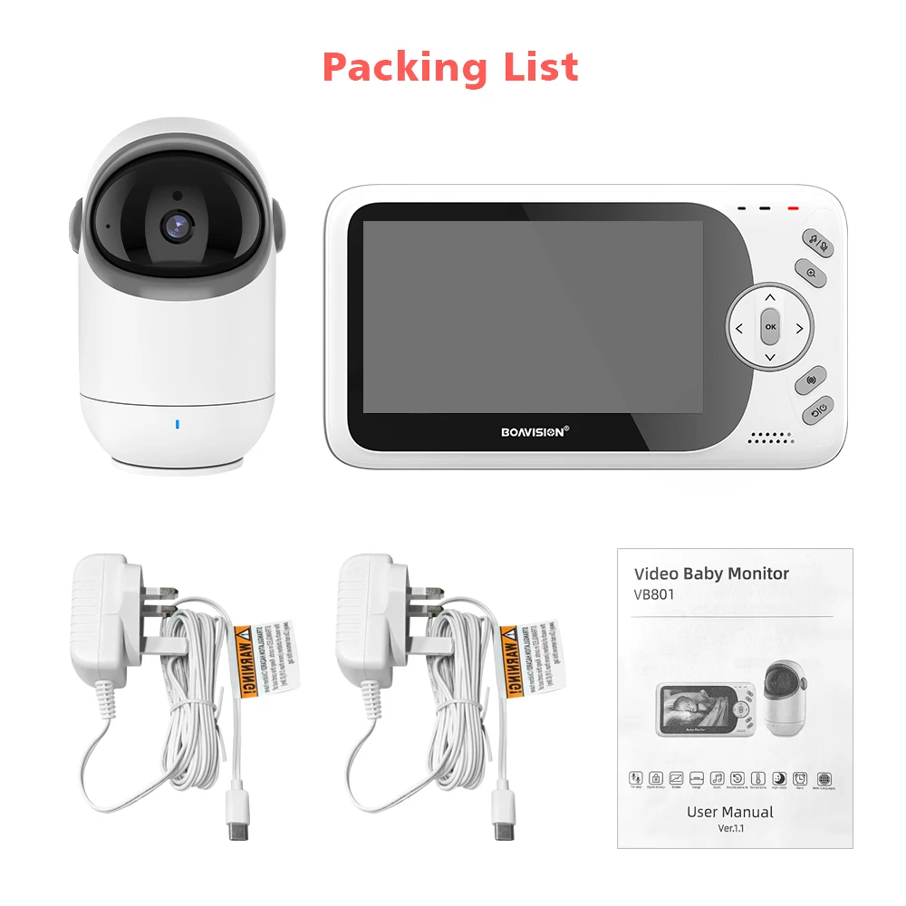 4.3" baby video monitor with pan‑tilt camera, wireless and night vision 6