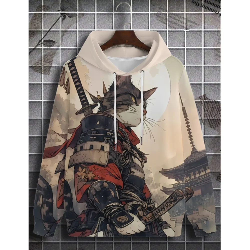 هوديي جديد عصري ثلاثي الأبعاد للكبار بتصميم نمط قطة محارب رواية، سويت شيرت بقلنسوة بأكمام طويلة مع جيوب للارتداء اليومي #2