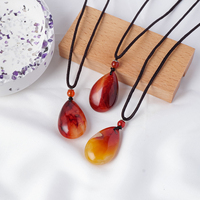 1PC Natural Stone Carnelian Crystal Water Droplet Pendant Necklace Ornament Decorative Chakra Home Decoration