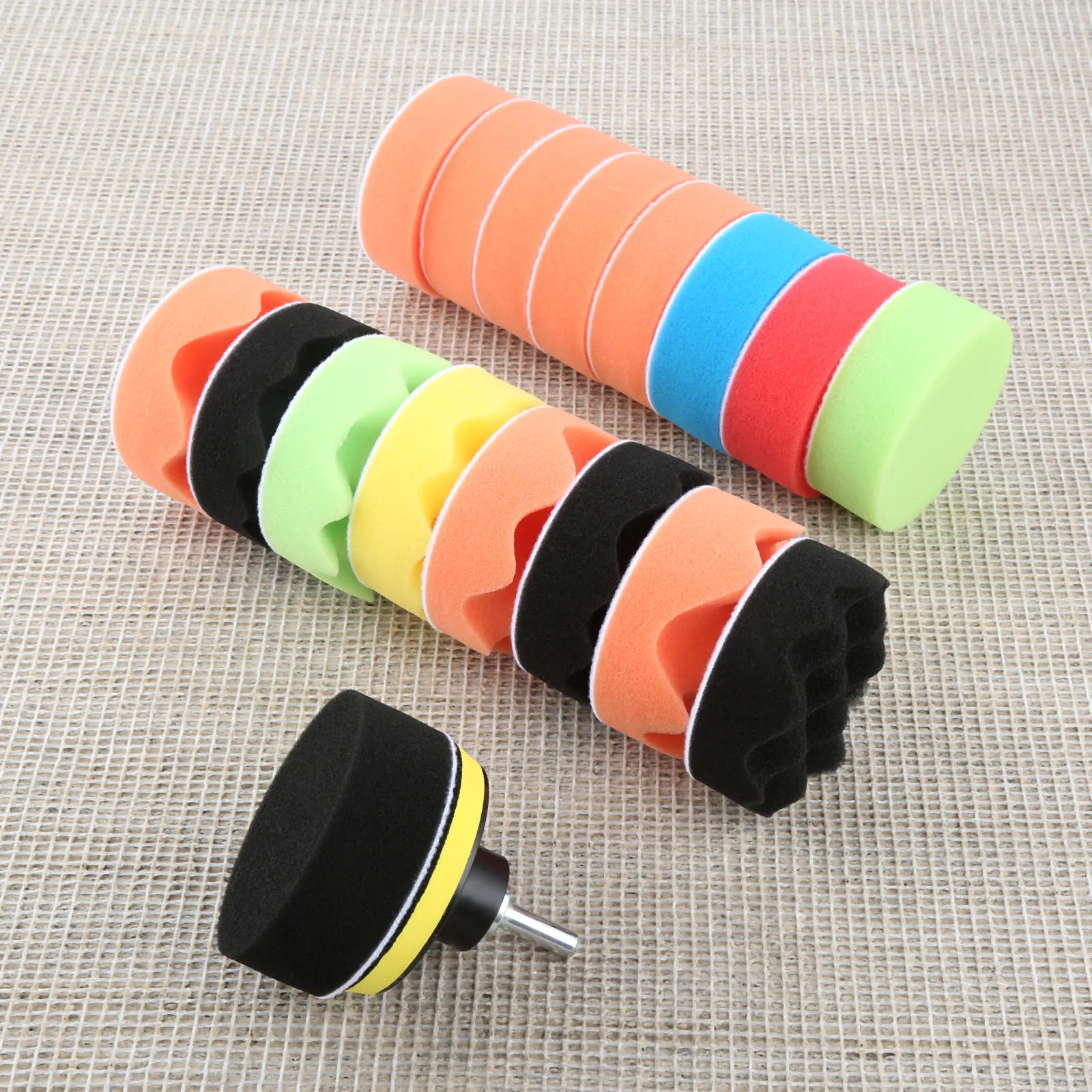 Almohadilla de pulido de esponja para coche, Kit de herramientas de pulido de 3 pulgadas y 80mm, 19 piezas, rueda de pulido de encerado con adaptador de taladro M14