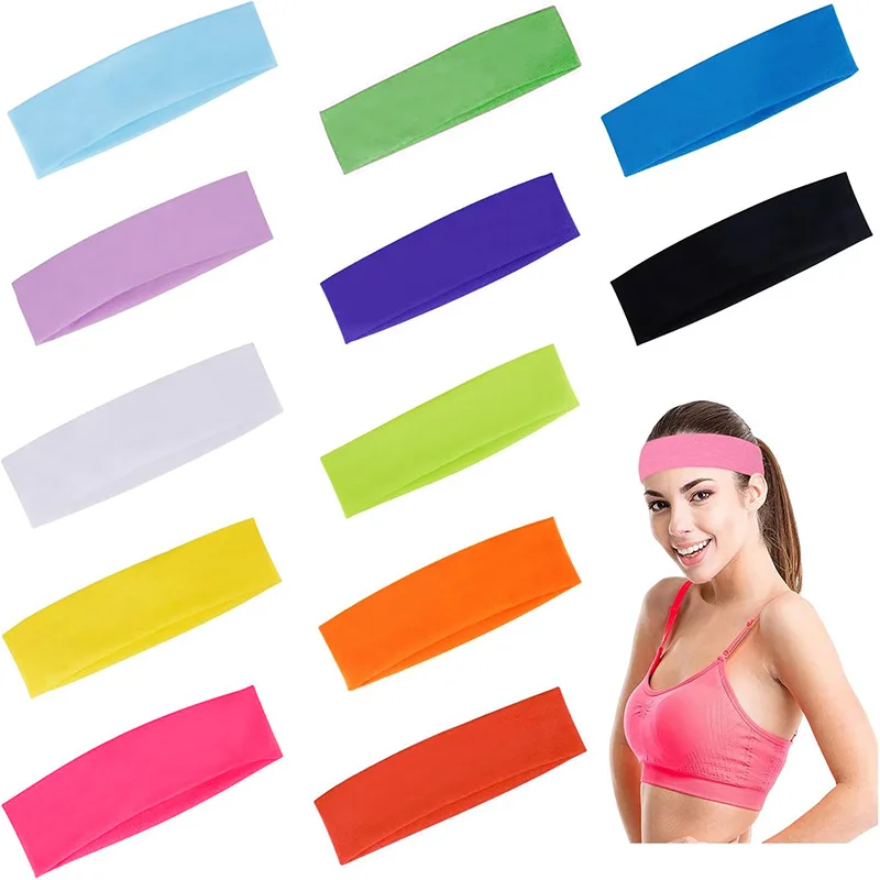 

Girl Women Elastic Headband Head Wrap New Fashion Solid Yoga Dance Biker Cycling Wide Hood Stretch Hairband Headwear 100PCS