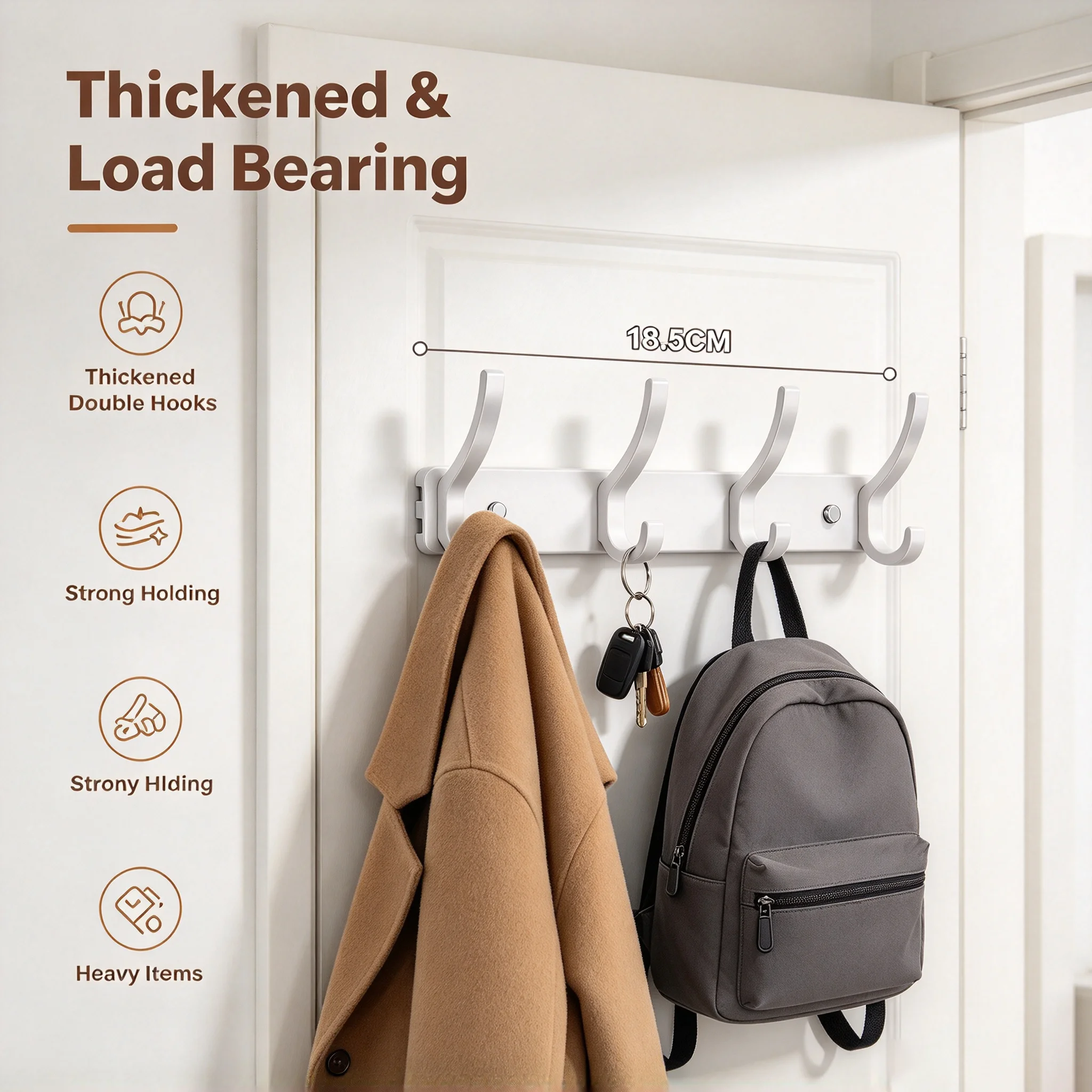 No Drill Wall Coat Hook 1 Pack Foldable Hooks Strong Adhesive For Entryway Clothes Bags Keys