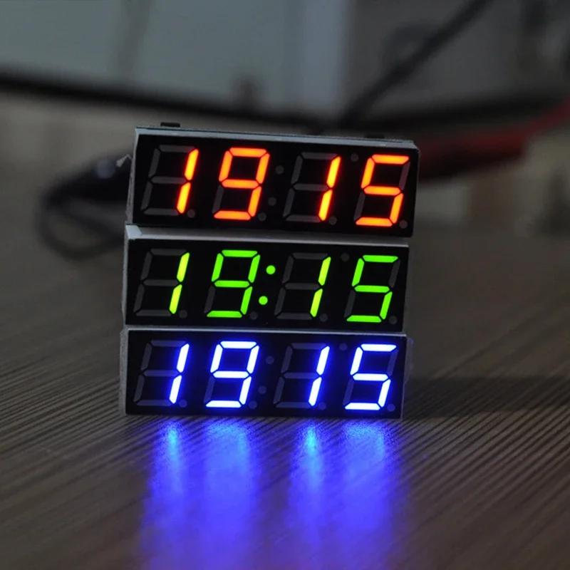 Mini Car Digital Clock Thermometer Voltmeter 3 IN 1 LED Display Digital Timer Voltmeter Interior Electronic Accessories