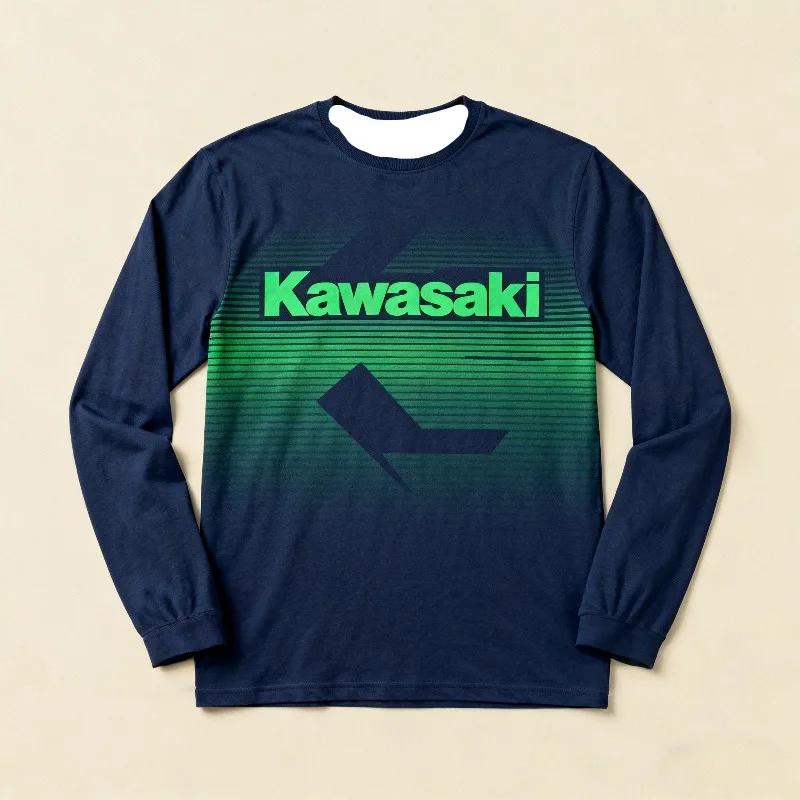 MOTO-Kawasaki Racing Team Motorcycle Racing Off Road Bicycle Riding Speed Dry T-shirt Men's Casual Fashion Long Sleeve Shirt