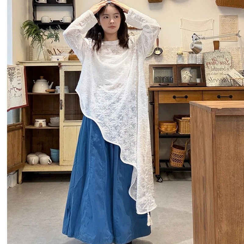 Robe femmes à manches longues Vintage mince voir à travers Robe coréenne Femme 2025 robes De Mujer ample Simple robes d'été irrégulières