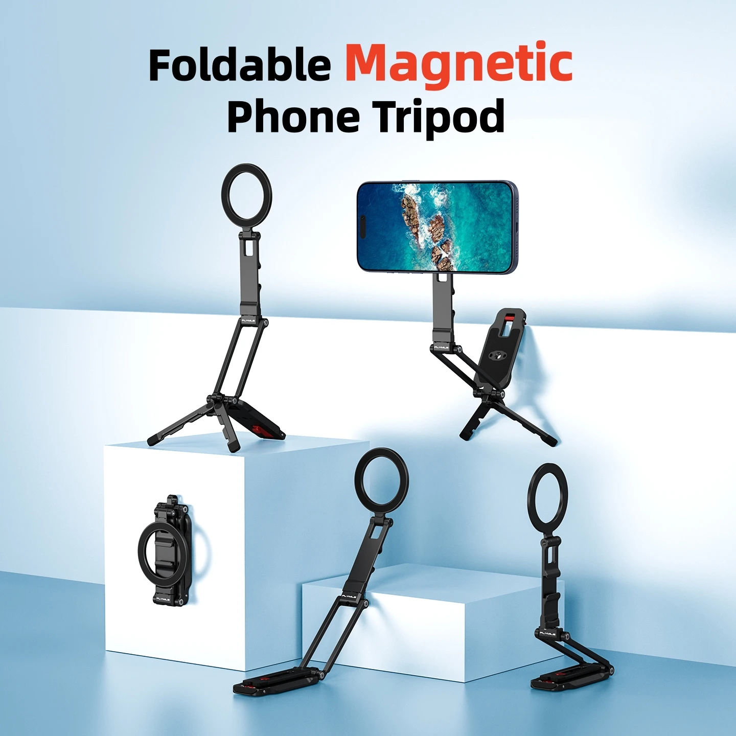 Foldable Magnetic Phone Tripod Mount for iPhone 18 Pro Max 17 16 15 14 Accessories Selfie Stick Stand Compatible with MagSafe