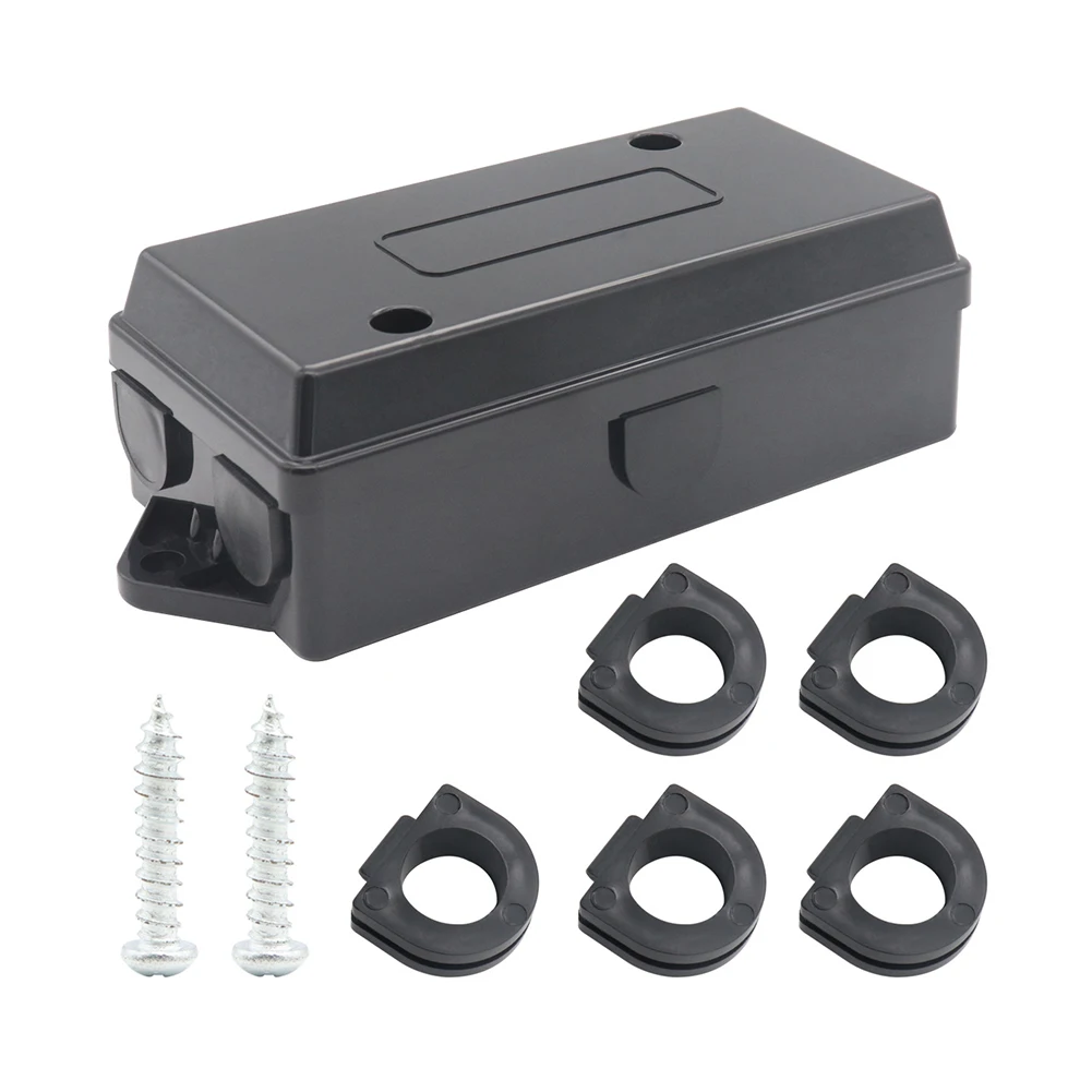 RV Power Junction Box 7 Way Waterproof ABS Black 20.5x8.5x5.9cm for For trailers Campervans Caravans and Boats