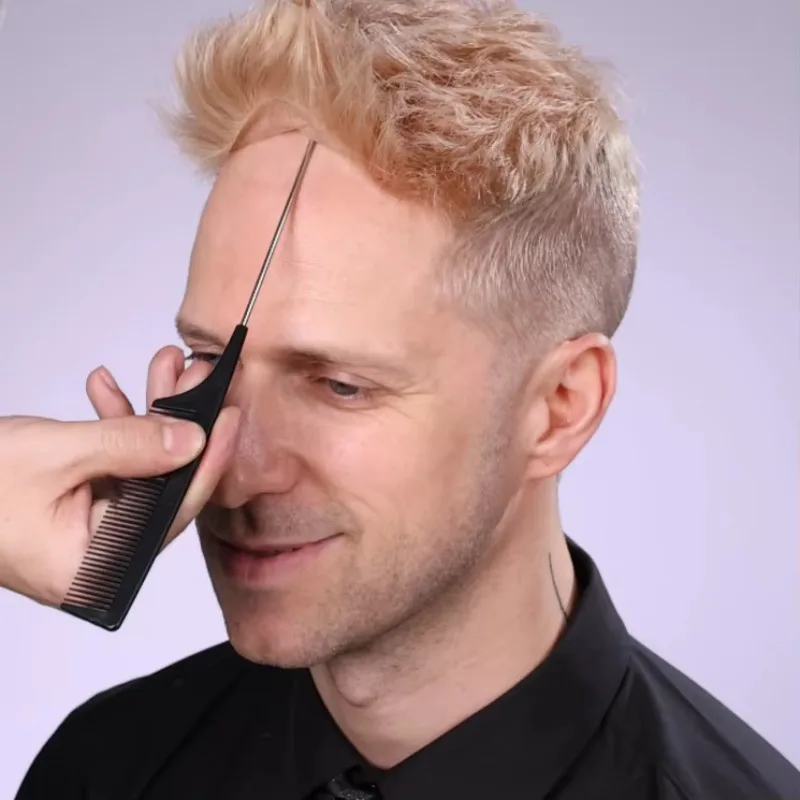 HS1V Light Color 0.06mm Invisible V-loop Human Hair System Natural Hairline Super Thin Skin Mens Toupee