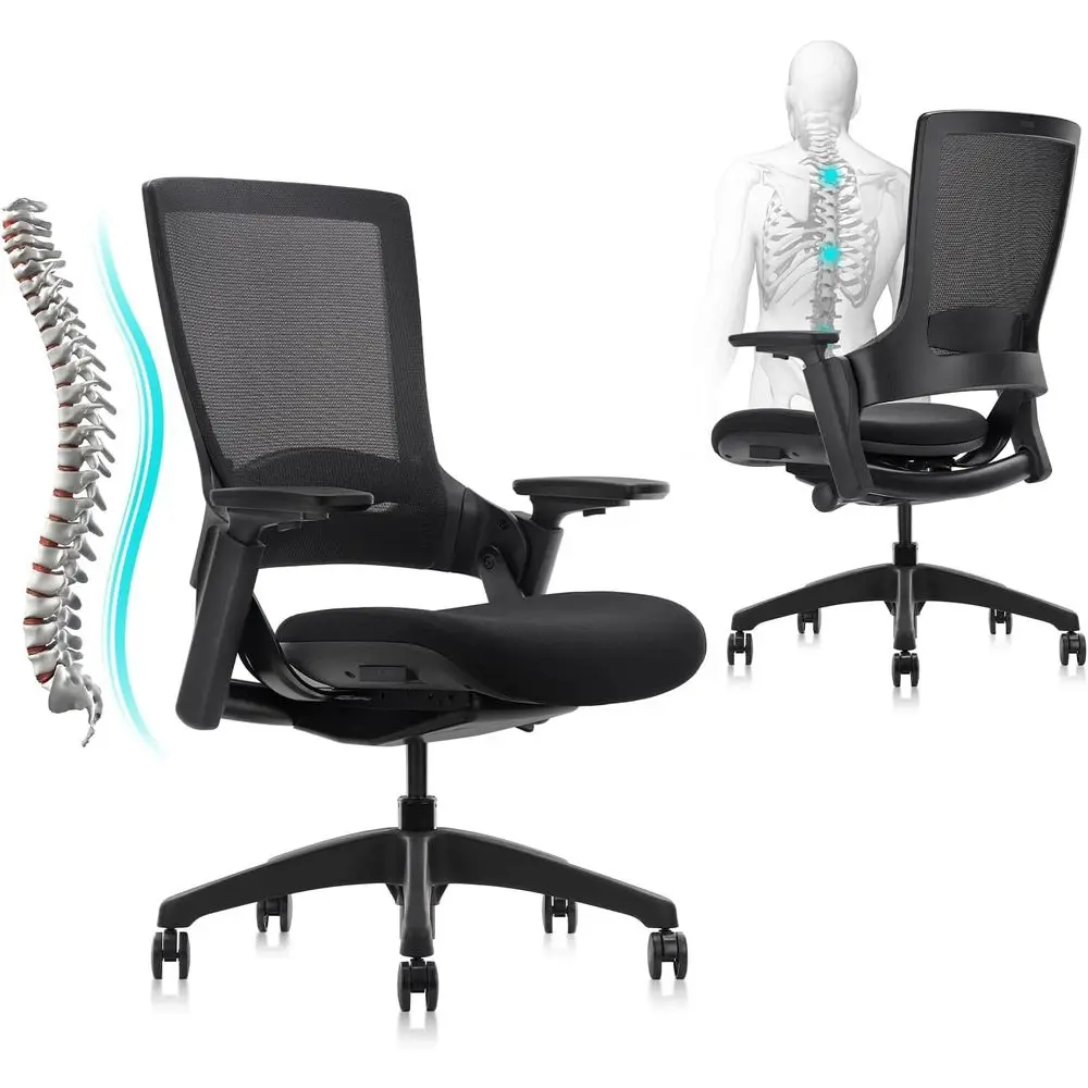 

Swivel Ergonomic Office Chair: Adjustable Computer Chair with 3D Armrests, Lumbar Support, and Mesh Backrest for Task or Confere