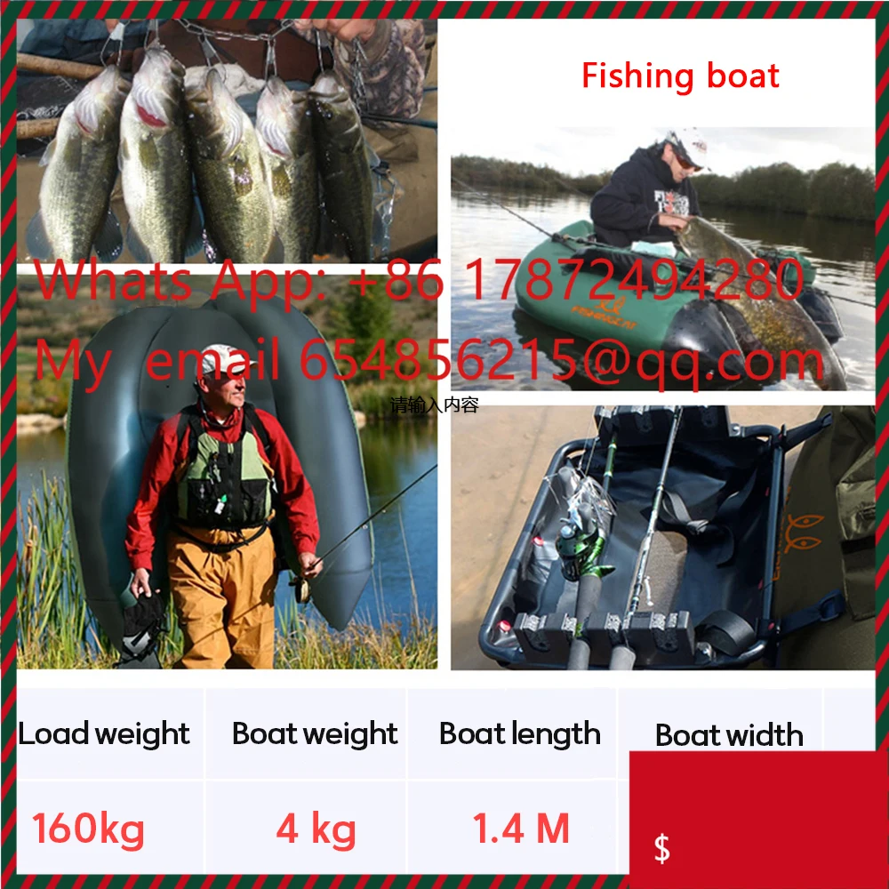 Professio Inflatable Fishing Boat 1-Person Double-Airbag Safety Design Easy-to-Carry Sport Yacht for Divers Outdoor