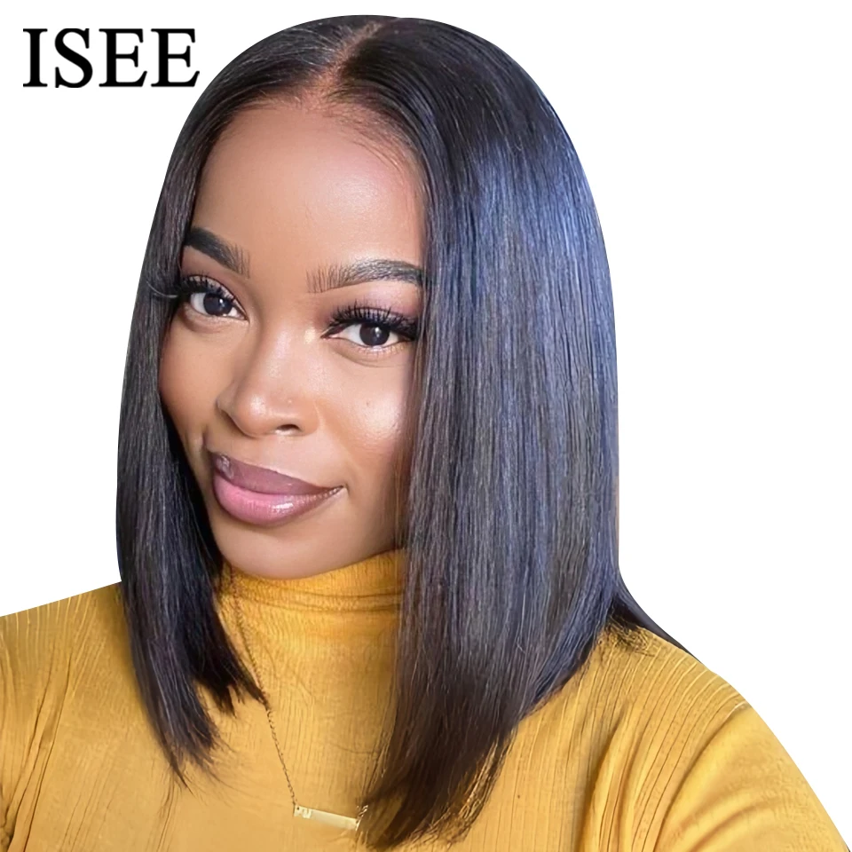 

ISEE Hair Wear Go HD Bob Wigs Bone Straight Lace Front Wigs Human Hair 13x4 Lace Frontal Glueless Wig Pre Cut Pre Plucked