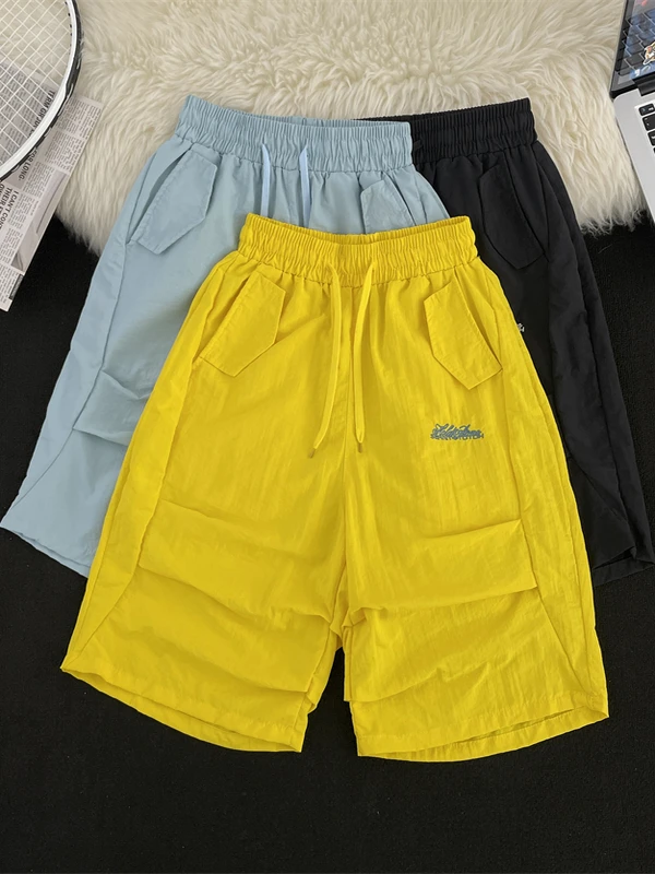 

American Sle Qui Dry Dopane Workwear orts Men's Casual Outdoor Beach Ice Silk Five-Point Summer Loose Straight Leg P...