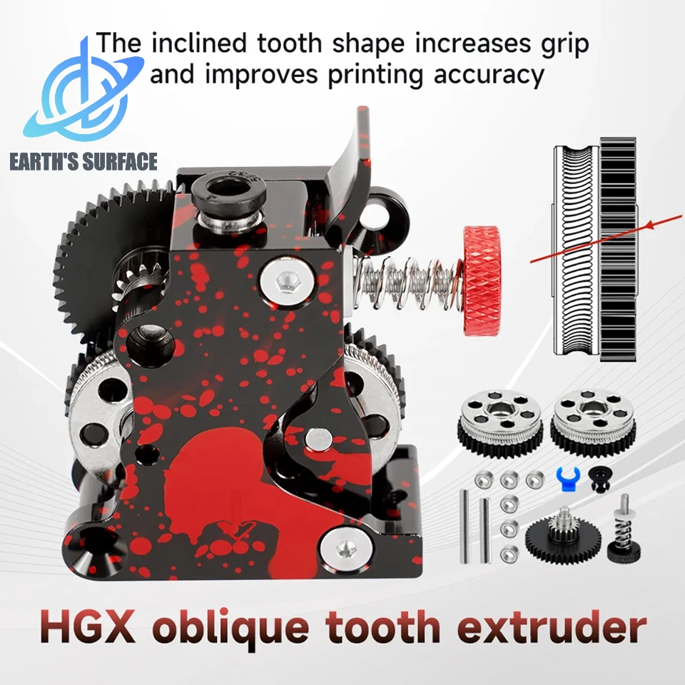 Upgraded HGX Lite 2.0 Extruder Spiral Tooth Large Gear Drive Extruder Double Gear All Metal 3D Printer Accessories