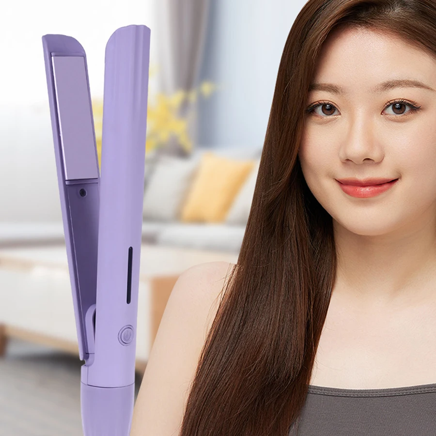 Mini convenient small straight hair clip for girls, air bangs straightening perm without damaging hair curls, dual-purpose