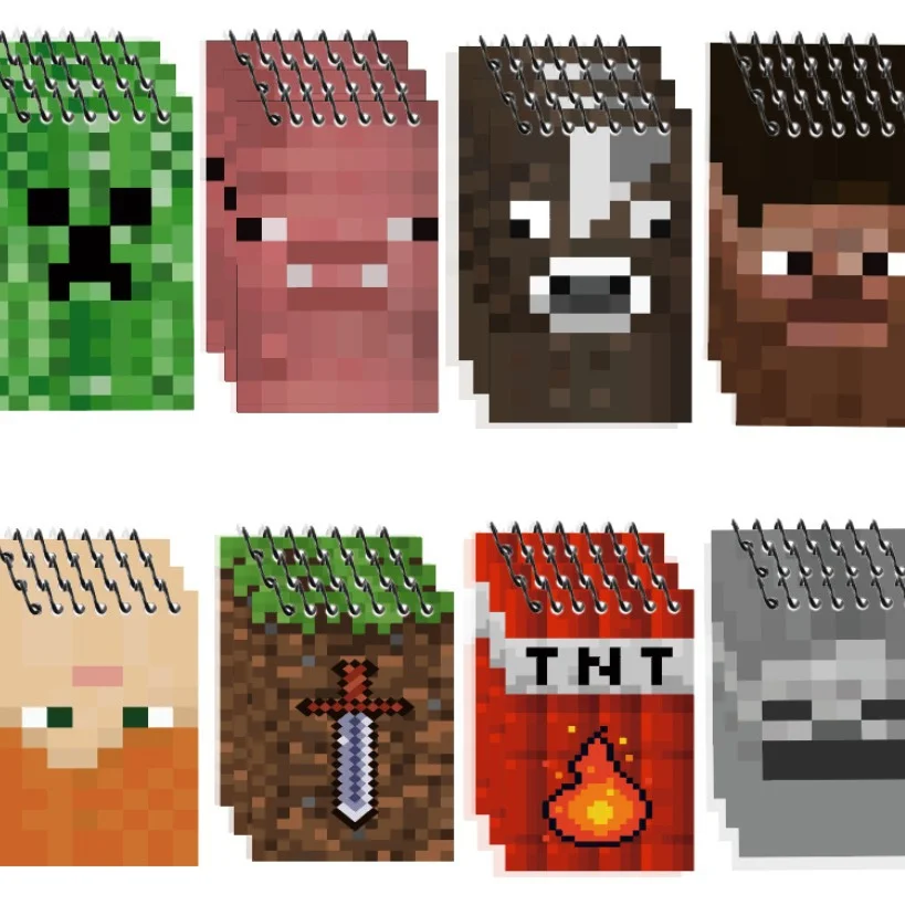 Minecraft My World 8 قطع جديدة من أنماط Coolie Afraid pixel هذه المفكرة للحفلات دفتر ملاحظات من فئة الطلاب هدايا صغيرة محمولة