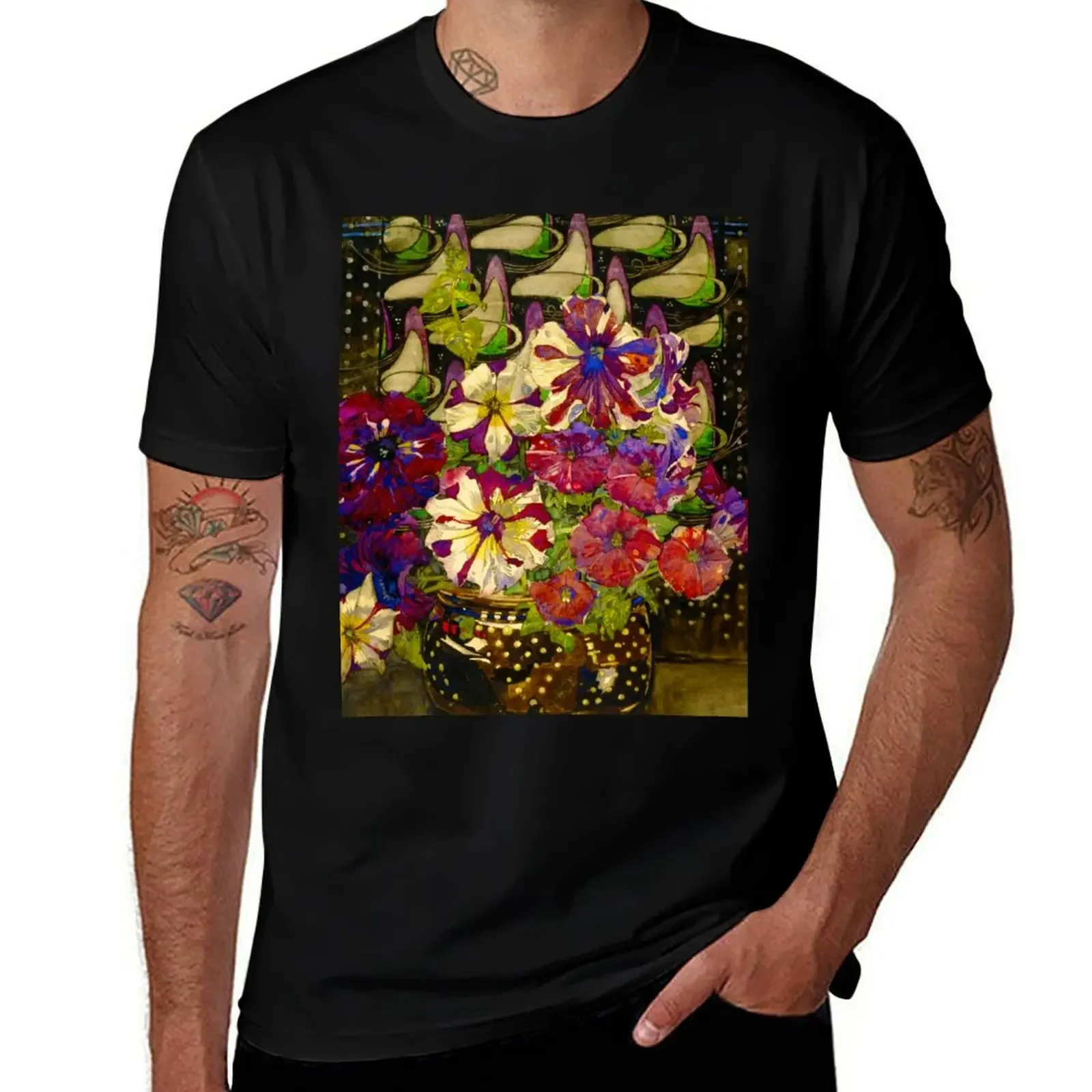 

Charles Rennie Mackintosh Petunias T-Shirt graphic tee shirt anime stuff mens vintage t shirts