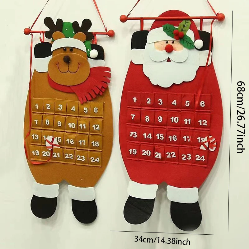 ﻿1set 2025 Christmas Advent calendar Santa Claus Snowman Christmas Deer Door Wall Window Decor Hanging Christmas Home Decoratio - Image 3