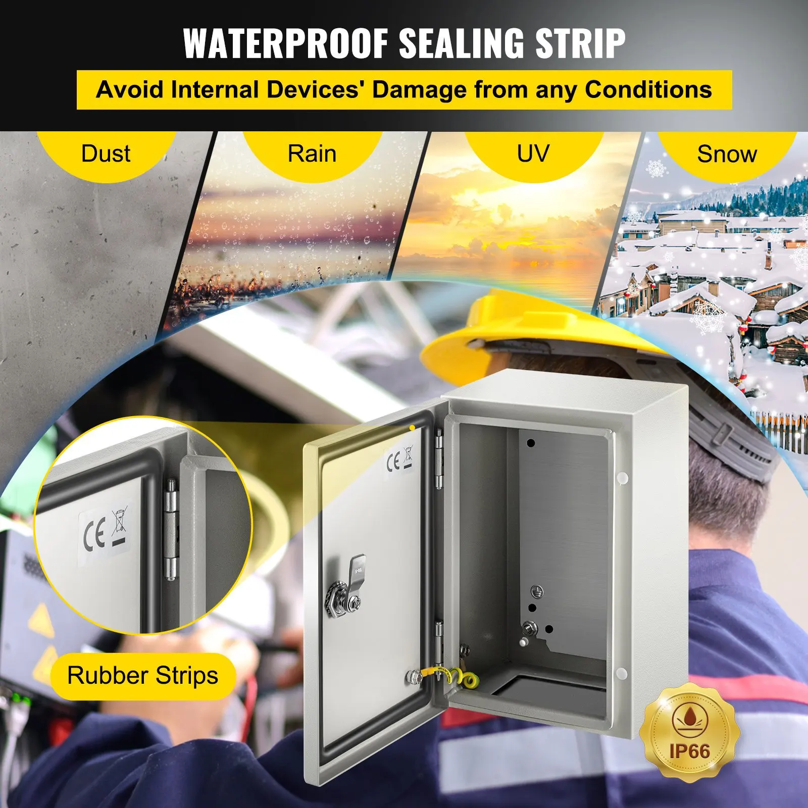 NEMA Steel Enclosure 12×8×6,NEMA 4X Steel Electrical Box,IP66 Waterproof & Dustproof,Outdoor/Indoor Electrical Junction Box,w