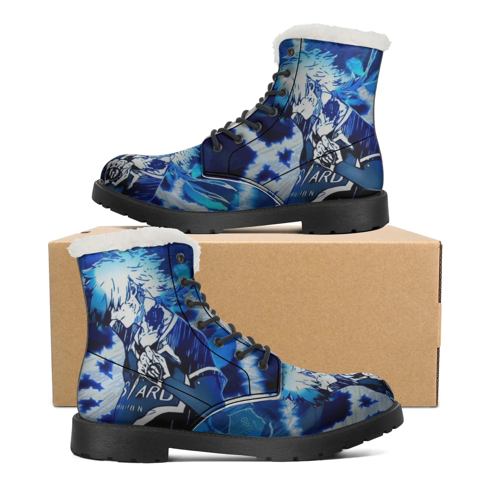 

Anime Blue Lock Plush Boots Warm Snow Boots for Men Women Winter Outside Footwear Non-slip High Top Boots Size EU35-48
