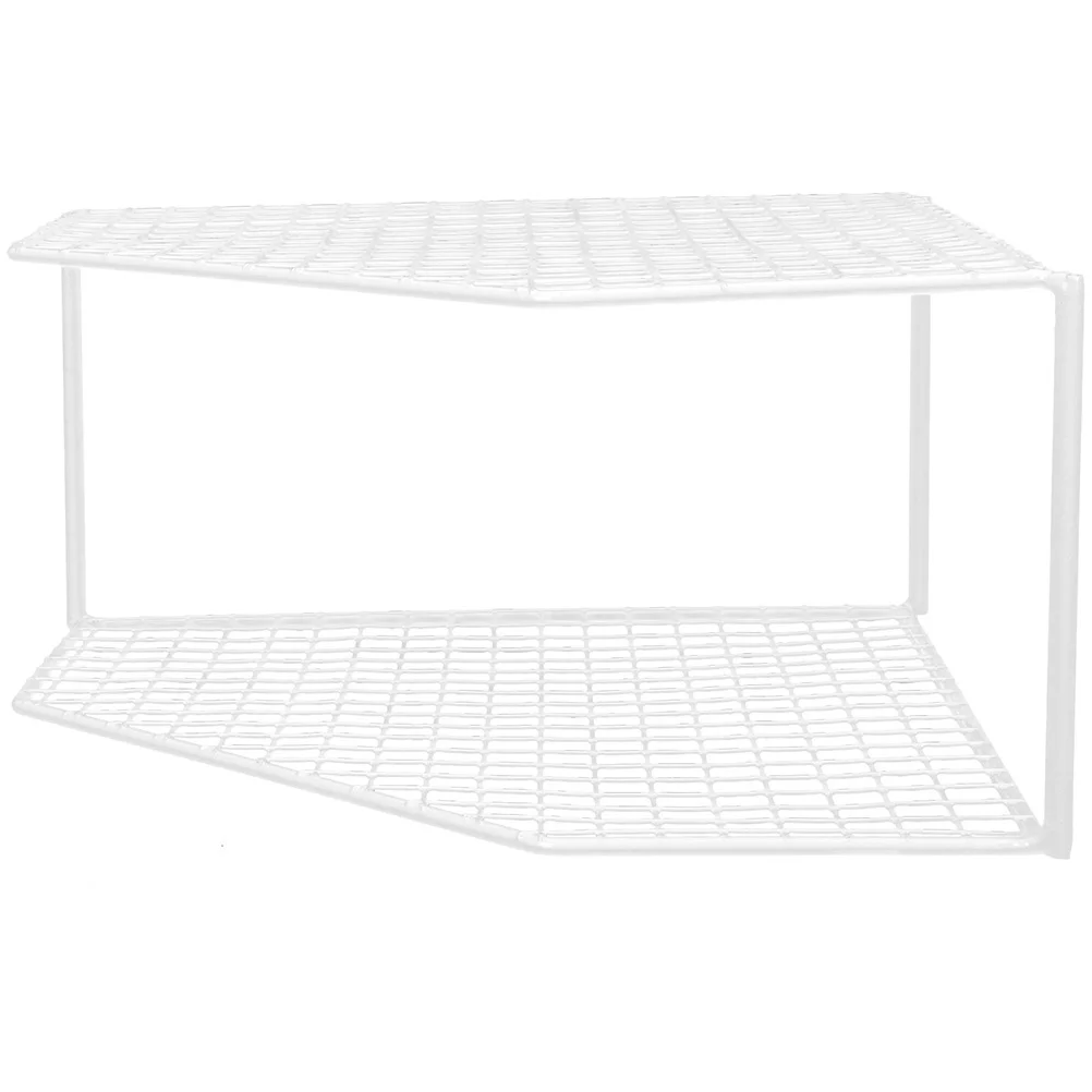

2-Tier Corner Shelf Unit Compact Kitchen Pot For Pans Utensils Storage Space Saver Household Organizer Iron Stand Small Display