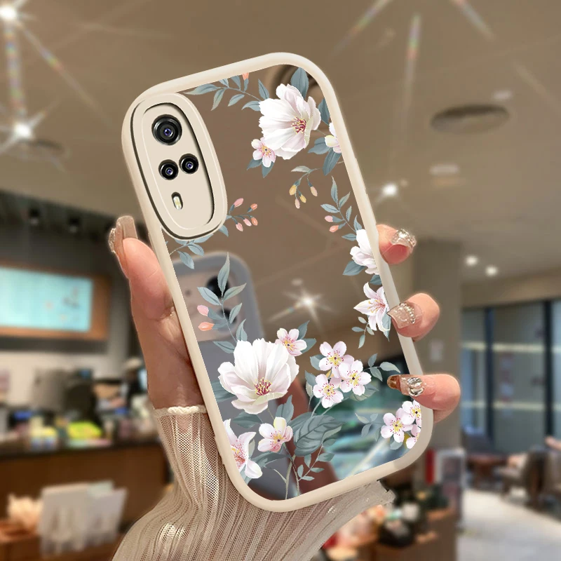 Phone Case For Vivo Y95 Y93 Y91C Y91 Y85 Y78 T1 Y78M Y77T Y77E Y77 Y72 Y66 Y53S Y51A 2021 Y50 Fashion Flower Mirror Cover