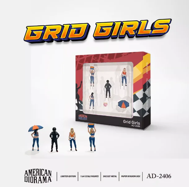 American Diorama 1:64 GRID GIRLS Collection of alloy figure car decoration gift