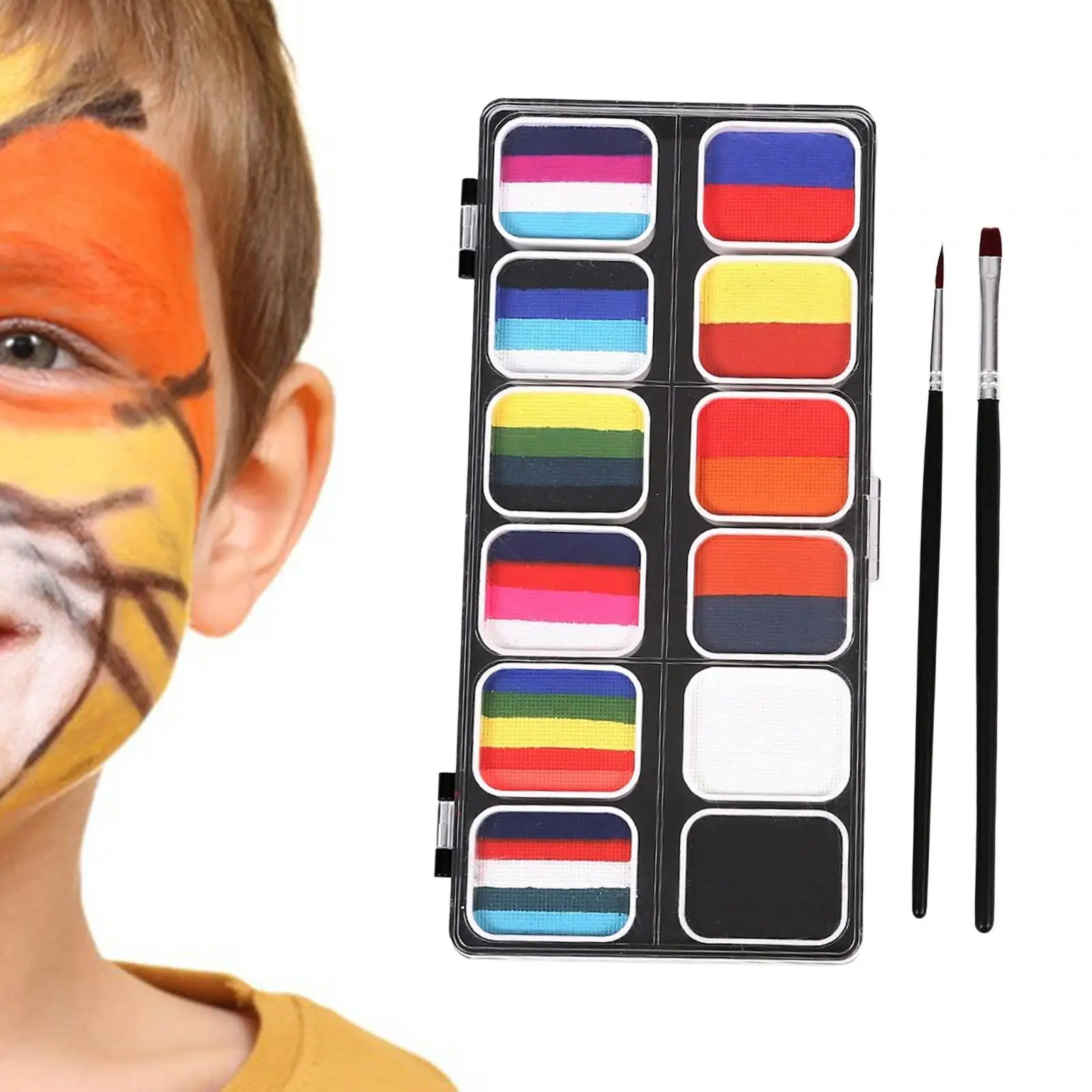 Farby do twarzy i ciała, 12 kolorów, zestaw do malowania twarzy, praktyczny i łatwy w użyciu.