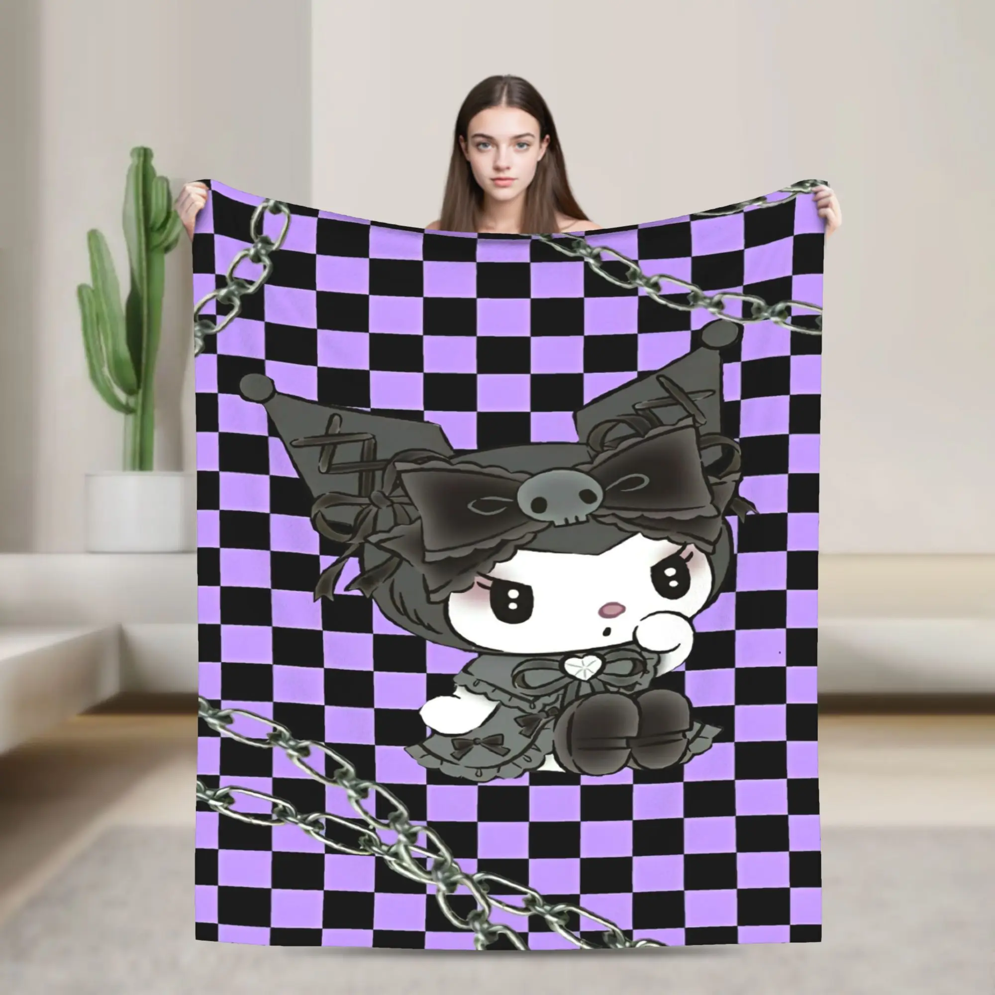 

Kawaii Kuromi мультфильм одеяла качественные теплые мягкие постельные принадлежности пледы зимний декоративный диван стул модное покрывало