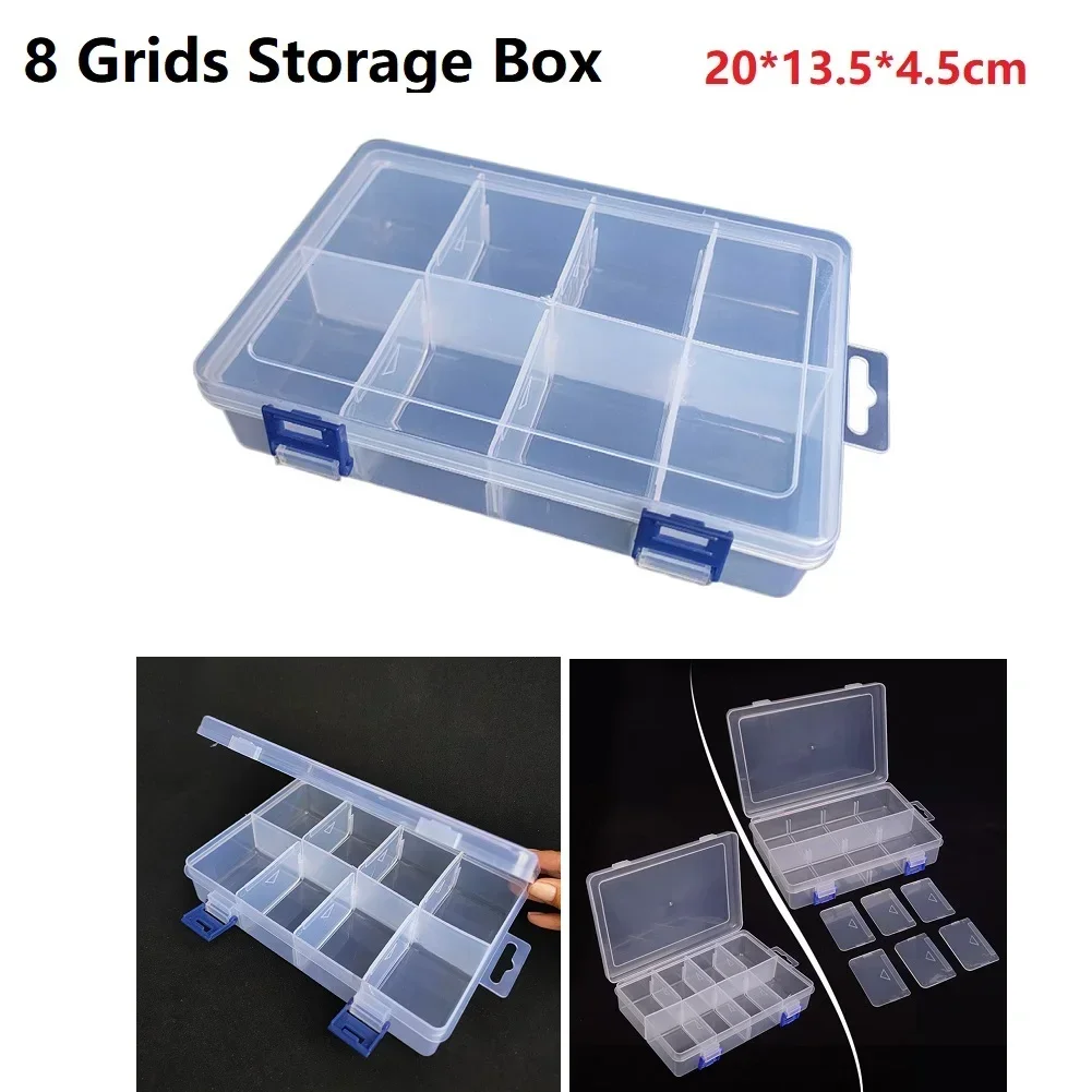 20*13.5*4.5cm Adjustable 8 Grids Compartment Plastic Storage Box Screw Holder Case Organizer  Large Capacity Storage Box Tool