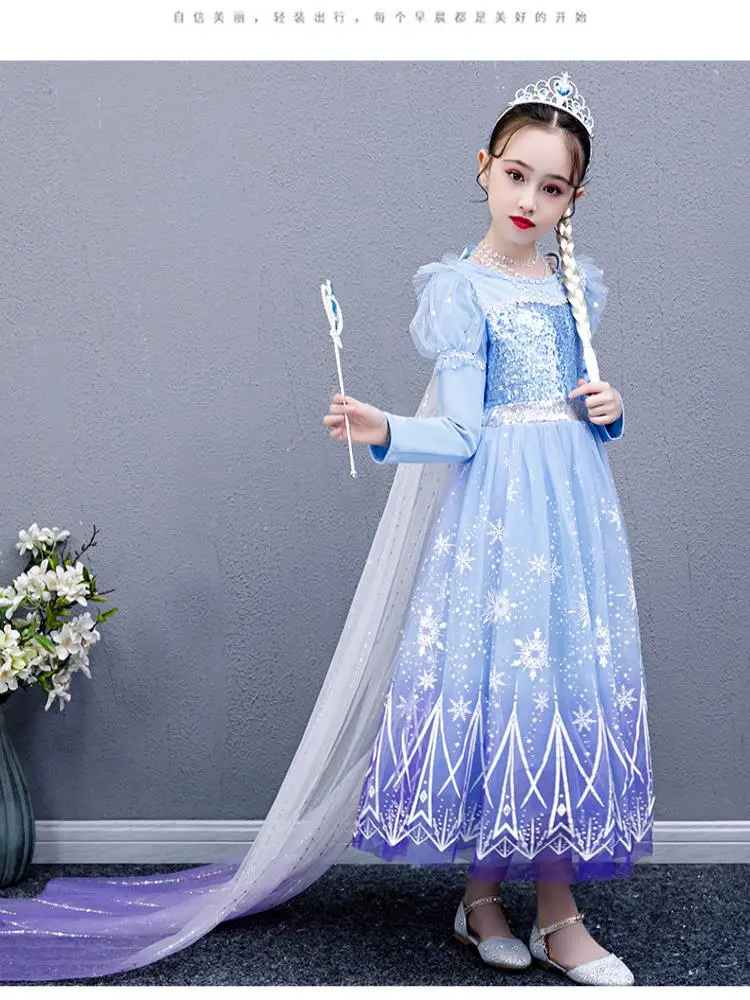 Venda quente festa de aniversário halloween elsa cosplay vestir trajes com acessórios vestido de princesa