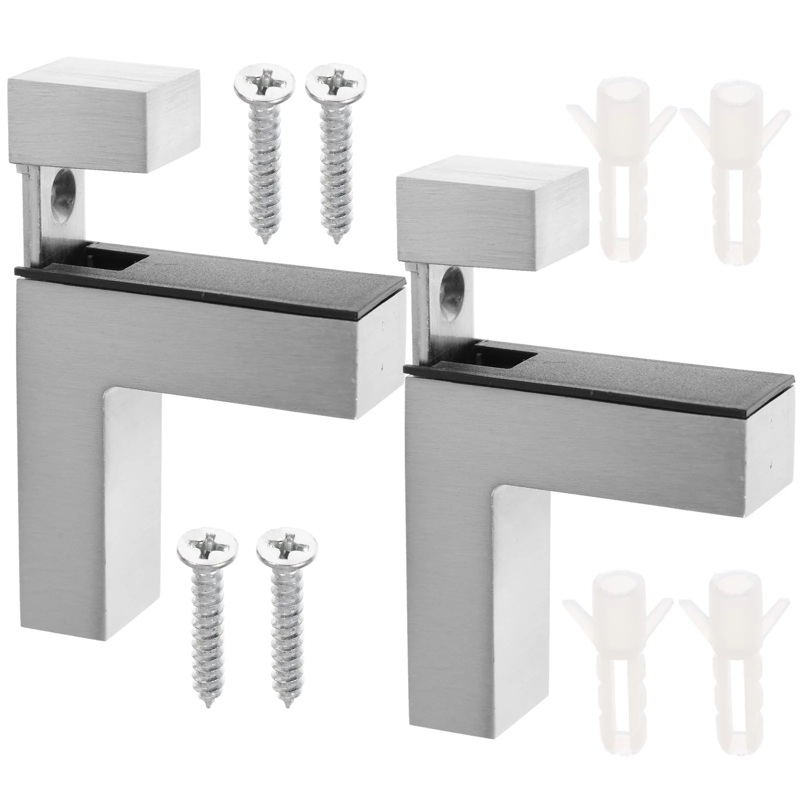 

2pcs Glass Shelf Brackets Zinc Alloy Wall Mount No Drilling Adjustable Heavy Duty Bracket For Bathroom Display Cabinet Rack