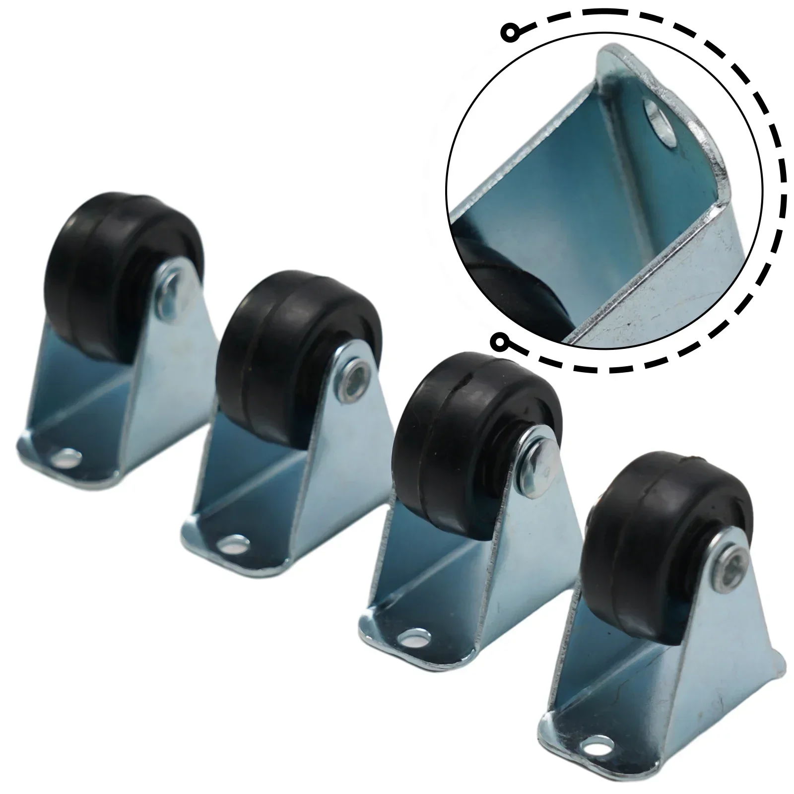 4 Pack 1 Inch Rubber Caster Single Wheels Heavy Duty Rigid Non-Swivel Top Plat For Trolley Caster For Furniture Cabinets