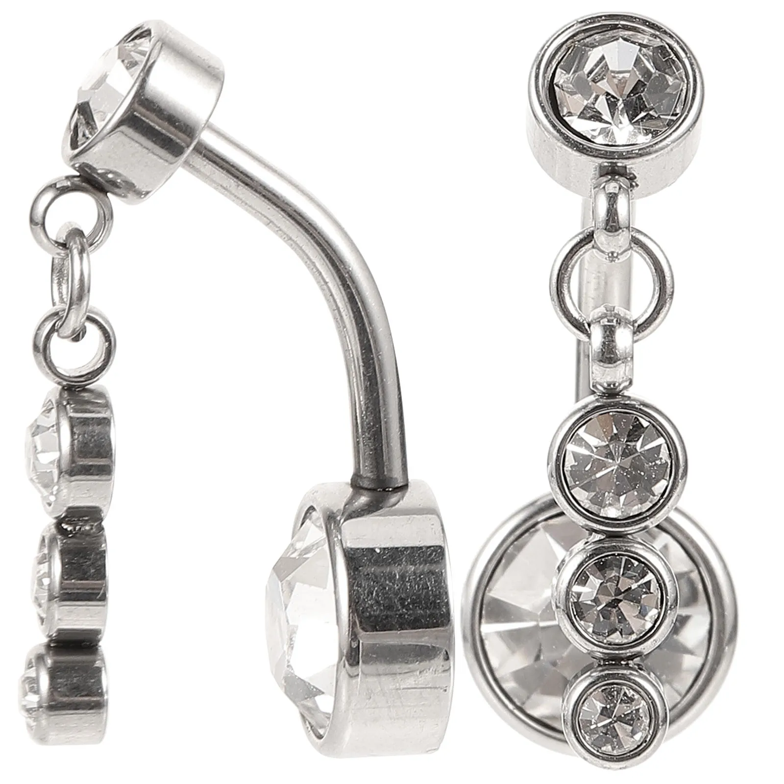 

2 pcs Women Belly Button Rings Rhinestone Stainless Steel Navel Piercing Jewelry Body Pierced Accessories Shiny Belly Ring For