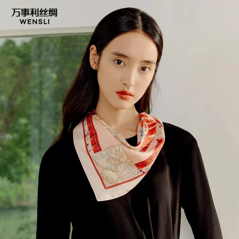 

Шелковый шарф Wensli — универсальный маленький шелковый шарф, шелковичный шарф, пары с рубашками — подарок