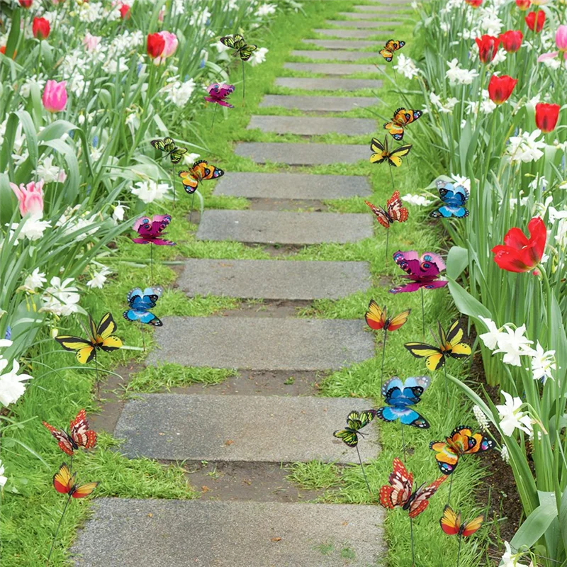 BAAG-Цветные бабочки, украшение для улицы. Двор Растения Газон Цветочный Горшок Украшение Бабочки Прочный Простота Встановление