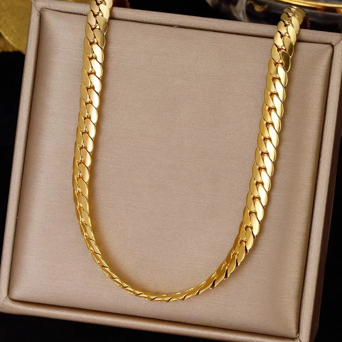 20-60CM Silver color 18K gold plated 5MM Necklaces sideways chain for Men woman Boy lady fine Jewelrys Wedding party