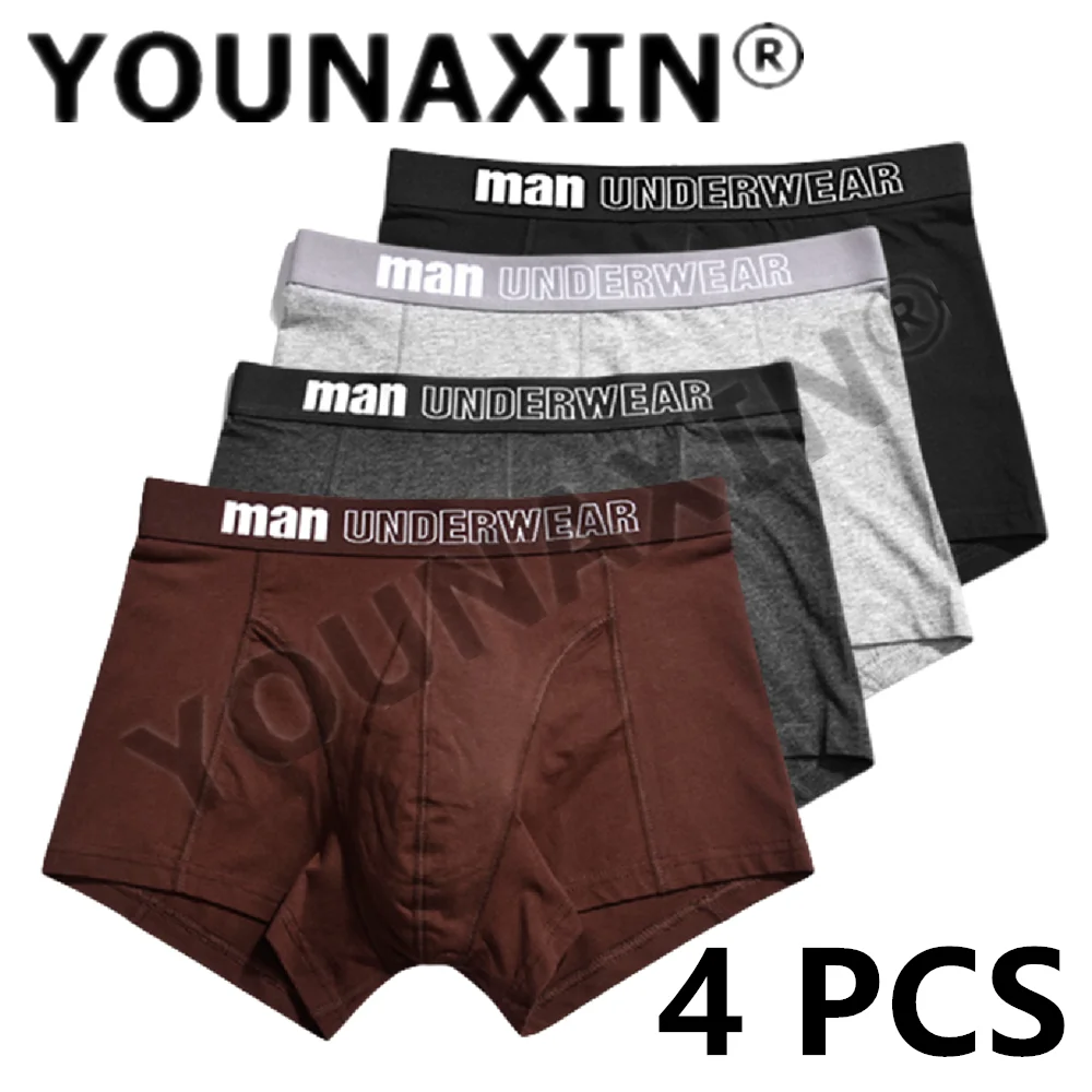 4 Pcs/Lot Boy Big Size Cotton Underwear Solid Shorts Men Undies Knickers Boxers Briefs Casual Homme Panties Multicolor Underpant