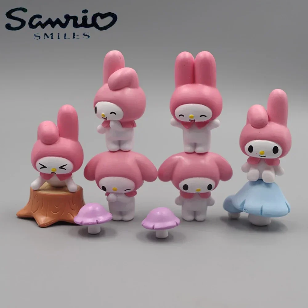 Kawaii Melody 4Cm Figure Sanrio Anime Mushroom Doll Cake Decorative Decoration DIY Model Christmas Toy Gifts For Children