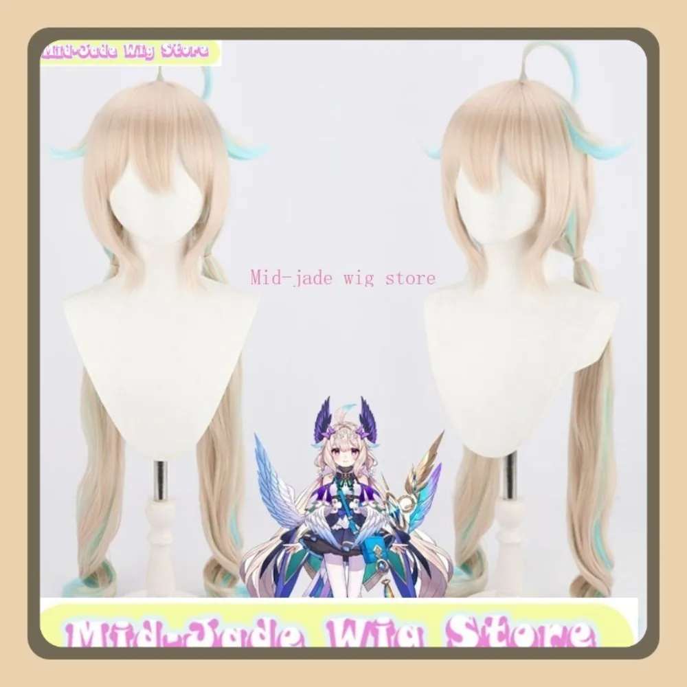 منتصف اليشم شعر مستعار مخزن EN Enna Alouette شعر مستعار تأثيري أنيمي لعبة تأثيري صبغ التوليف الشعر الطويل هالوين زي حفلة الدعائم