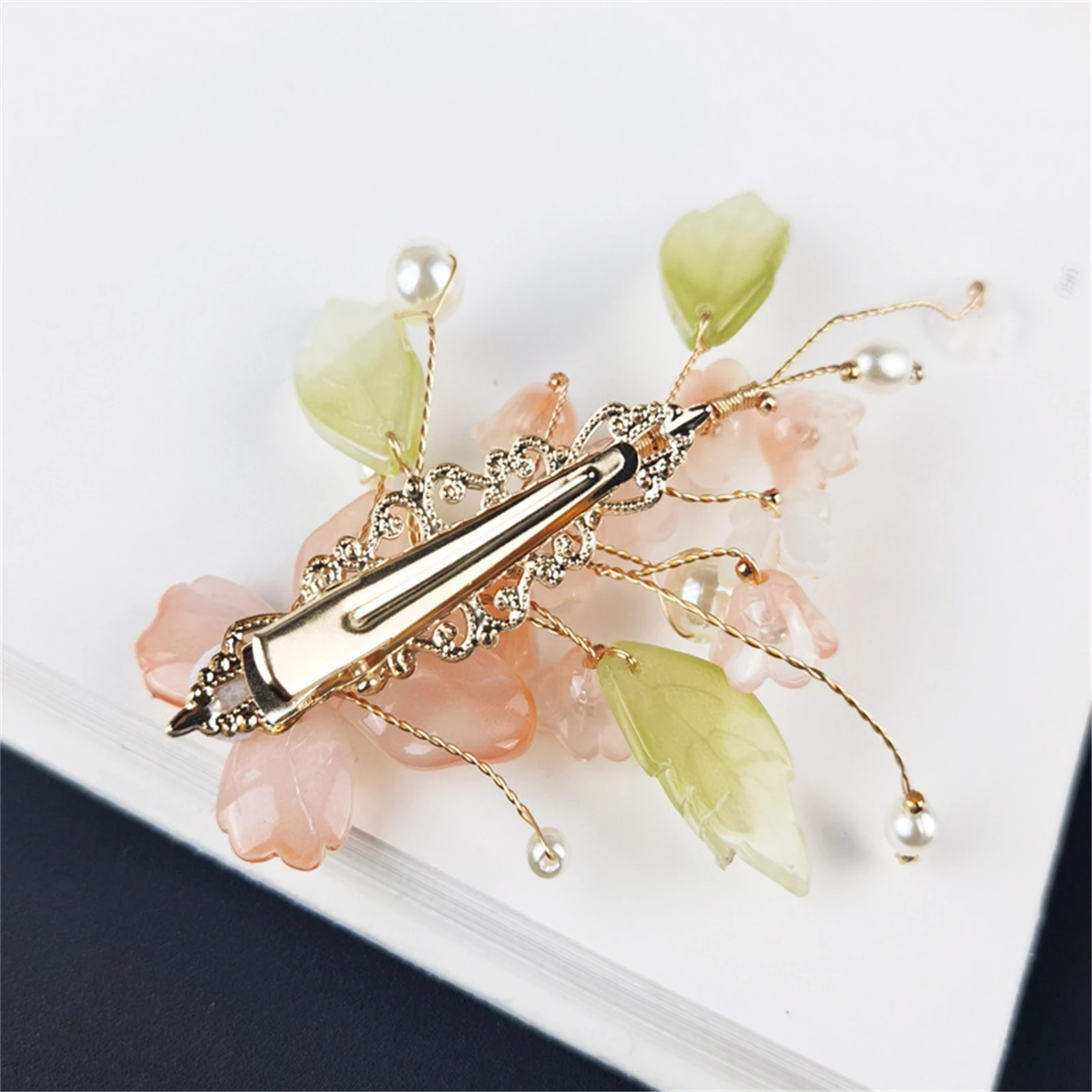 Hanfu Vintage Chinese Dress Hair Clip Flower Side Hairpin Daily Use Hair Accessories New Style Hair Clip Retro Pearls Headpieces