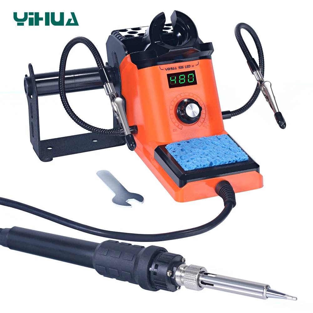 YIHUA 926LED III 60W 110W Electric Soldering Iron Digital Temperature Adjustable High Power Station With 2 Welding Helping Hands