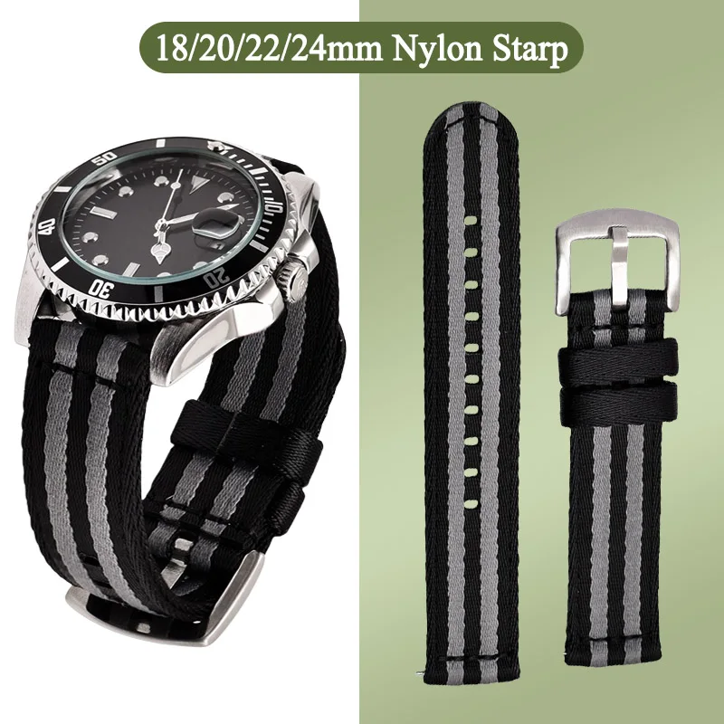 

Нейлоновый ремешок для часов 18 мм, 20 мм, 22 мм, 24 мм для часов с прямым интерфейсом, быстросъемный сменный браслет, аксессуары, браслет
