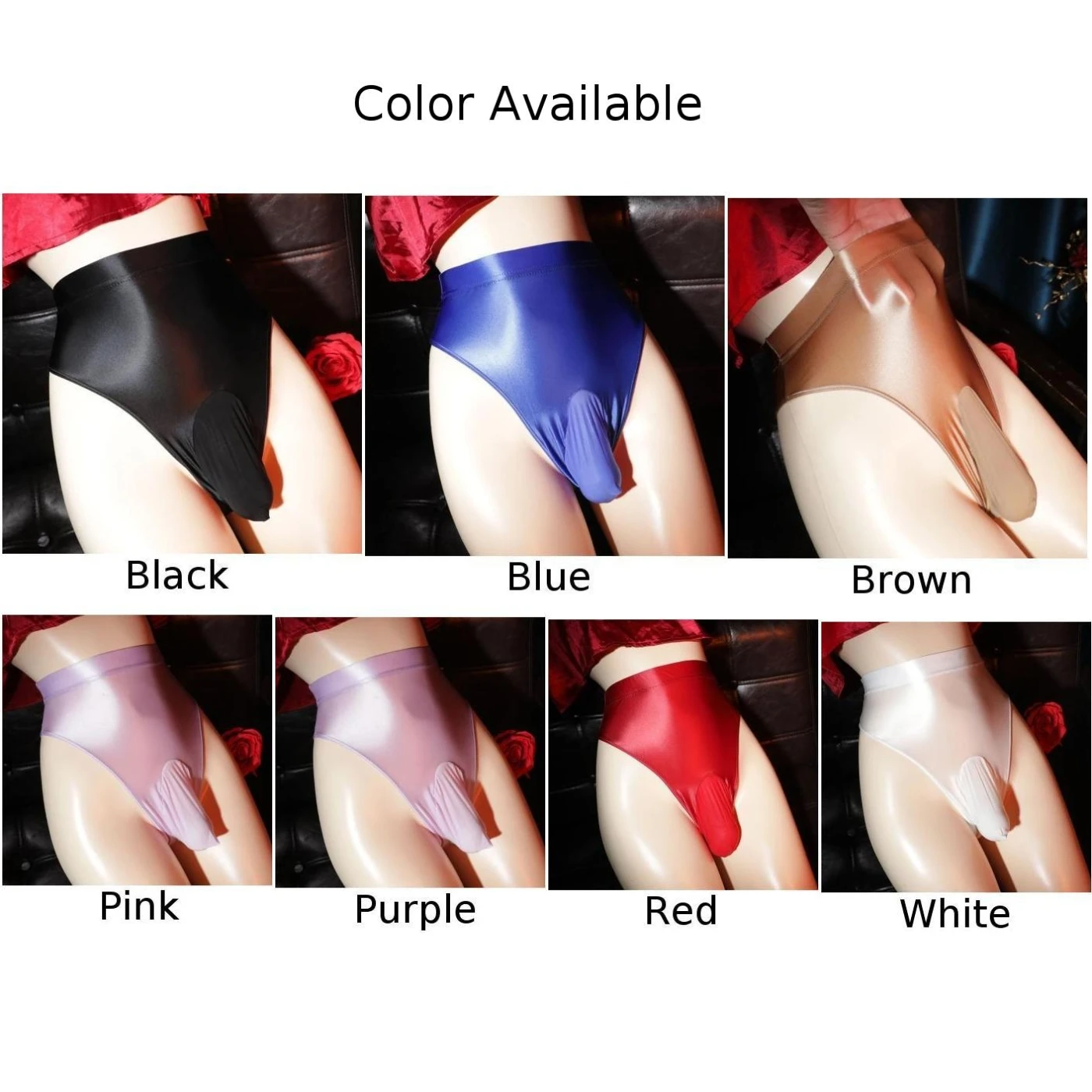 Oily Sissy Pouch Panties Mens Seamless High Waist Underwear Sexy Cock Pouch High Elastic Gay Wear Glossy Ice Silk Erotic Briefs