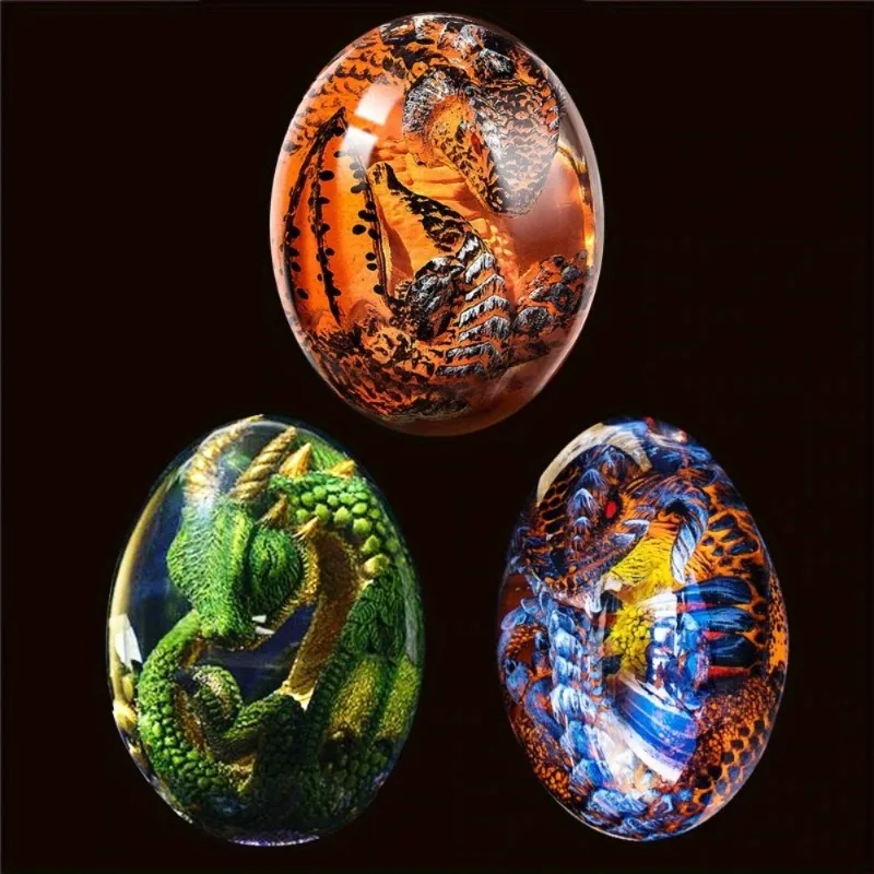 Crystal Transparent Resin Statue Dragon Egg  Dinosaur Egg Souvenir Resin Craft Luminous Handmade Dragon Eggs Home Decor Gift