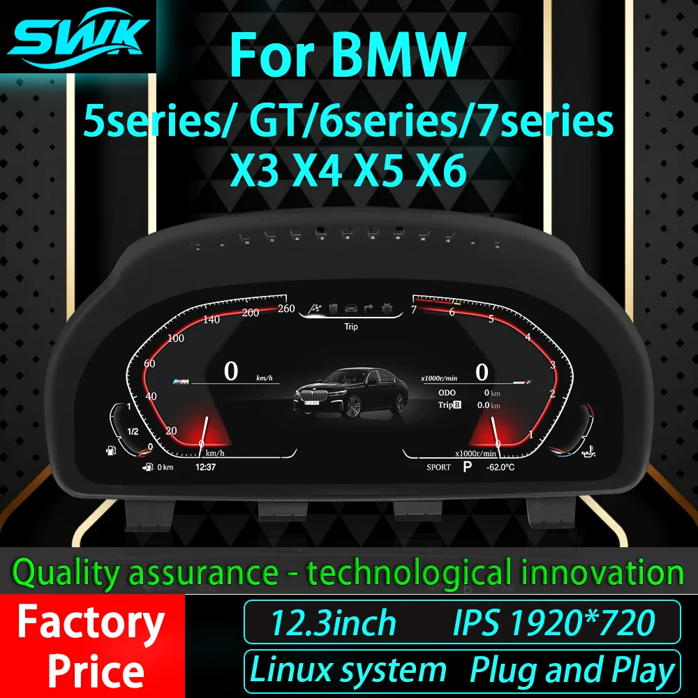 

Для BMW 5 серии GT 7 серии F10 F11 F07 F18 F01 X3 X5 F15 F16 Автомобильная ЖК-панель приборов 12,3-дюймовая системная панель Linux