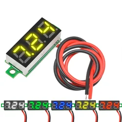 Mini voltímetro Digital para coche, 0,28 pulgadas, 2,5 V-30V, probador de voltaje de energía móvil, Detector, pantalla LED roja/azul/amarilla/verde, 2 cables