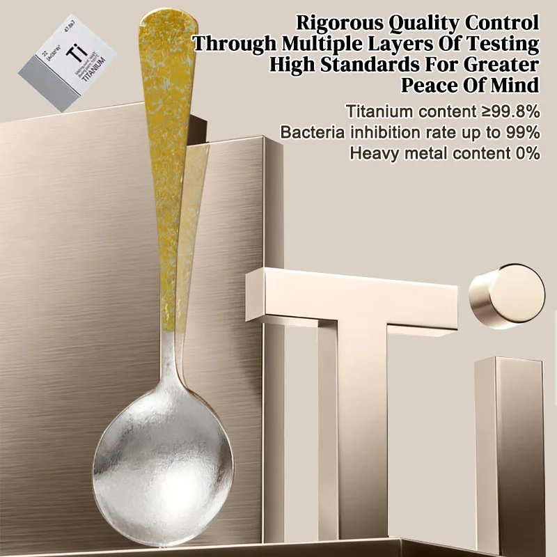 Pure Titanium Soup Spoon Portable Camping Tableware Convenient Environmental Cutlery Household Kitchen Titanium Coffee Tea Spoon
