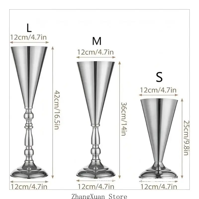 Packung mit 2 eleganten Blumenvasen aus Metall für Tischaufsätze und Heimdekoration 3XUF – Detail 6