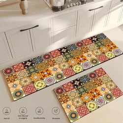 Flower Long Large Kitchen Mat Floor Soft Washable Living Room Anti-Fatigue Bedside Area Rug Non-Slip Bathroom Entrance Doormat