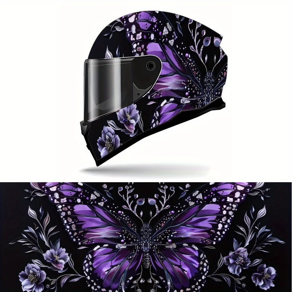 

Butterfly Dancing Gloomy Flower Full Face Helmet Vinyl Wrap Sticker, Waterproof Scratch-Resistant Self-Adhesive PVC Decals, Arti